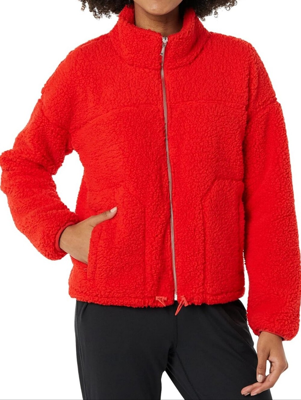 Amazon Essentials Red Sherpa Zip Jacket-NEW WITHOUT TAGS